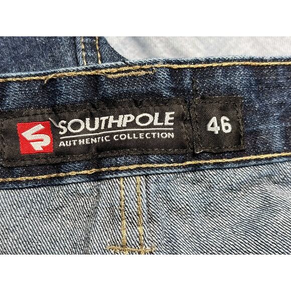VTG Southpole Shorts Mens Size 46 Blue Denim Distressed Raw Hem Baggy Grunge - Picture 3 of 10